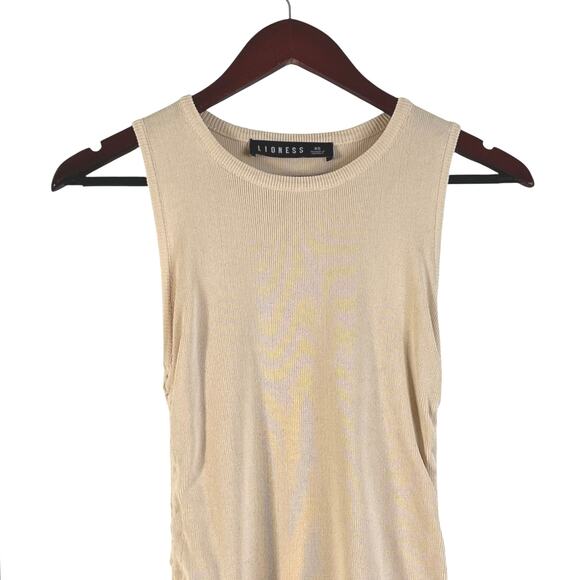 Lioness Military Minds Ruched Mini Dress in Beige - Picture 5 of 9